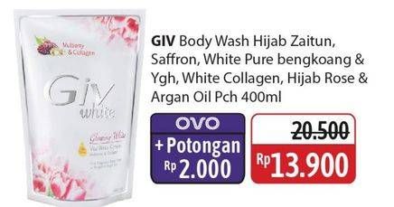 Promo Harga GIV Body Wash Hijab Tin Zaitun, Saffron Niacinamide, Bengkoang Yoghurt, Mulberry Collagen, Damask Rose Cherry Blossom 400 ml - Alfamidi
