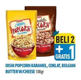 Promo Harga Oishi Popcorn Karamel, Coklat, Belgian Butter Cheese 100 gr - Hypermart