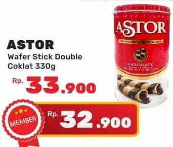 Promo Harga Astor Wafer Roll Double Chocolate 330 gr - Yogya