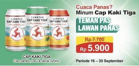 Promo Harga Cap Kaki Tiga Larutan Penyegar Jambu, Lychee, Orange 320 ml - Alfamart