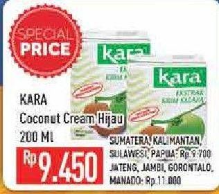 Promo Harga KARA Coconut Cream (Santan Kelapa) Hijau 200 ml - Hypermart