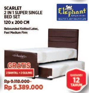 Promo Harga Elephant Scarlett Super Single Bed Set 120x200cm  - COURTS