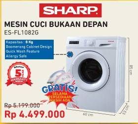 Promo Harga SHARP ES-FL1082 | Mesin Cuci Front Load 8kg  - Courts