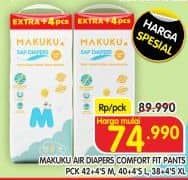 Promo Harga Makuku Comfort Fit Diapers Pants M42+4, L40+4, XL38+4 42 pcs - Superindo