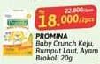 Promo Harga Promina 8+ Baby Crunchies Keju, Krim Ayam Brokoli, Seaweed 20 gr - Alfamidi