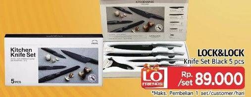 Promo Harga LOCK & LOCK Kitchen Knife Set Black 5 pcs - LotteMart
