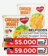Promo Harga Belfoods Nugget Chicken Nugget Stick, Chicken Nugget 500 gr - LotteMart