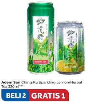 Promo Harga ADEM SARI Ching Ku Sparkling, Herbal Tea per 2 kaleng 320 ml - Carrefour