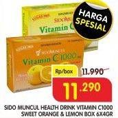 Promo Harga SIDO MUNCUL Vitamin C 1000mg Sweet Orange, Lemon per 6 sachet 4 gr - Superindo