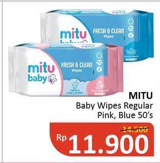Promo Harga MITU Baby Wipes Pink, Blue 50 pcs - Alfamidi