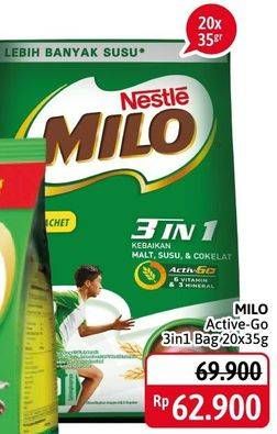 Promo Harga MILO ActivGo 3in1 per 20 sachet 35 gr - Alfamidi