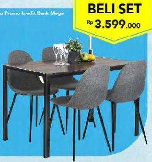 Promo Harga Hazel Dining Set (Table + Chair)  - Carrefour