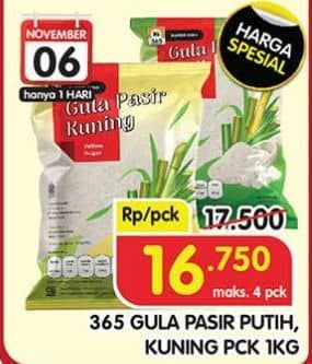 Promo Harga 365 Gula Pasir Kuning, Putih 1000 gr - Superindo