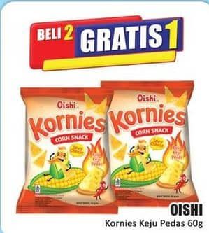 Promo Harga Oishi Kornies Corn Snack Keju Pedas 60 gr - Hari Hari