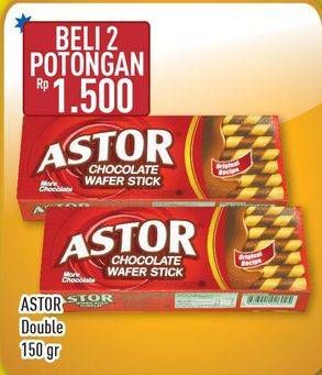 Promo Harga ASTOR Wafer Roll Double Chocolate per 2 box 150 gr - Hypermart