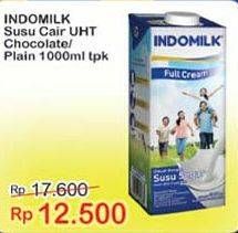 Promo Harga Indomilk Susu UHT Full Cream Plain, Cokelat 1000 ml - Indomaret