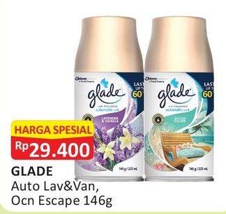 Promo Harga GLADE Matic Spray Refill Lavender Vanilla, Ocean Escape 146 gr - Alfamart