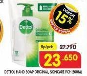 Promo Harga Dettol Hand Wash Anti Bakteri Original, Anti Bakteri Skincare 200 ml - Superindo