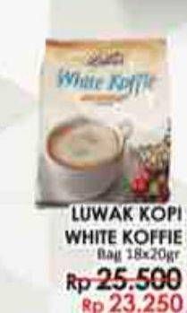 Promo Harga Luwak White Koffie per 18 sachet 20 gr - LotteMart