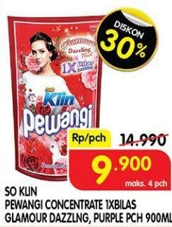 Promo Harga SO KLIN Pewangi Sekali Bilas Glamour Dazzling, Glamour Purple 900 ml - Superindo