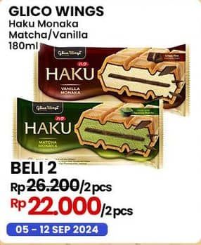 Promo Harga Glico Haku Matcha Monaka, Vanilla Monaka 180 ml - Indomaret