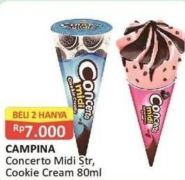 Promo Harga CAMPINA Concerto Midi Cookie Creamy, Midi Strawberry Chunk 80 ml - Alfamart