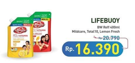 Promo Harga Lifebuoy Body Wash Lemon Fresh, Mild Care, Total 10 400 ml - Hypermart