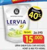 Promo Harga Lervia Sabun Cair Susu  Plus Avocado, Plus Honey 400 ml - Superindo