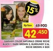 Promo Harga GARNIER Color Naturals Express Cream Hitam, Dark Brown, Burgundy, Riche Brown  - Superindo