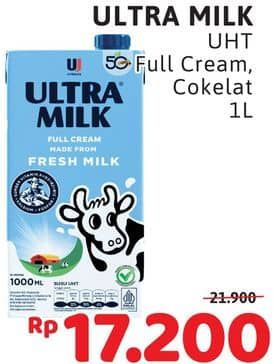 Promo Harga Ultra Milk Susu UHT Coklat, Full Cream 1000 ml - Alfamidi