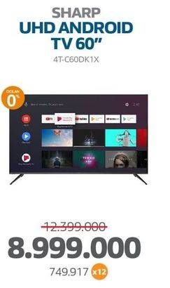 Promo Harga Sharp 4TC60DK1X AQUOS 60 Inch 4K UHD Android TV  - Electronic City