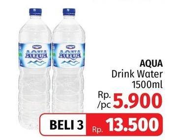 Promo Harga AQUA Air Mineral per 3 botol 1500 ml - LotteMart