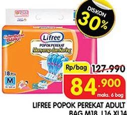 Promo Harga Lifree Popok Perekat Menyerap dan Kering L16, M18, XL14 14 pcs - Superindo