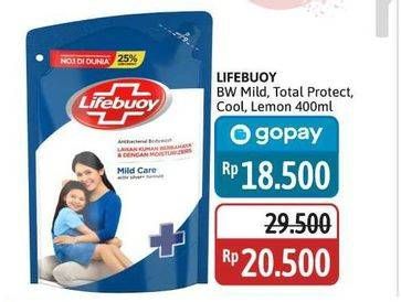 Promo Harga Lifebuoy Body Wash Mild Care, Total 10, Cool Fresh, Lemon Fresh 400 ml - Alfamidi