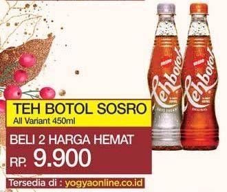Promo Harga SOSRO Teh Botol All Variants per 2 botol 450 ml - Yogya