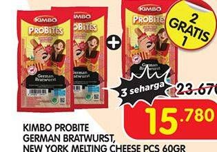 Promo Harga KIMBO Probites Original German Bratwurst, New York Melting Cheese 1 pcs - Superindo