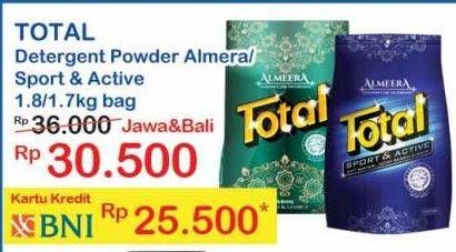 Promo Harga TOTAL Detergent Almeera Almeera, Sport Active 1800 gr - Indomaret