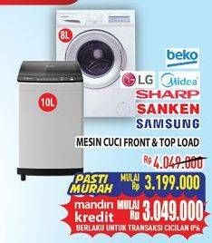 Promo Harga BEKO/ LG/ MIDEA/ SHARP/ SANKEN/ SAMSUNG Mesin Cuci Front & Top Load  - Hypermart