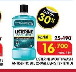 Promo Harga Listerine Mouthwash Antiseptic 250 ml - Superindo