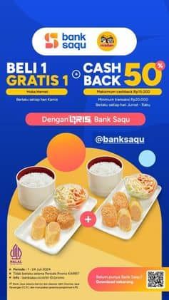 Promo Harga Beli 1 Gratis 1 + Cashback 50%  - HokBen