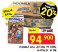 Promo Harga Indomilk Susu UHT Kids All Variants per 40 pcs 115 ml - Superindo