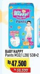 Promo Harga Baby Happy Body Fit Pants M32, L28, S38+2 28 pcs - Alfamart