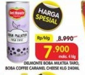 Promo Harga DEL MONTE Boba Drink Milk Tea Taro, Coffee Caramel Cheese 240 ml - Superindo