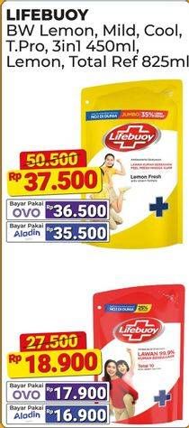 Promo Harga Lifebuoy Body Wash Lemon Fresh, Mild Care, Cool Fresh, Total 10 450 ml - Alfamart