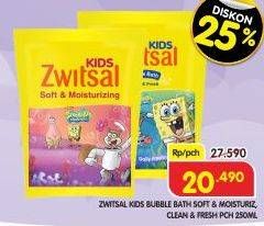 Promo Harga Zwitsal Kids Bubble Bath Soft Moisturizing Pink, Clean Fresh Blue 250 ml - Superindo