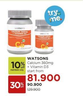 Promo Harga WATSONS Calcium 360mg + Vitamin D3  - Watsons