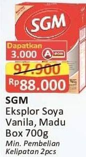 Promo Harga SGM Eksplor Soya 1-5 Susu Pertumbuhan Madu, Vanila 700 gr - Alfamart