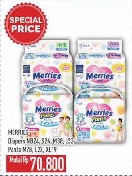MERRIES Diapers NB24, S24, M38, L32, Pants M28, L22, XL19