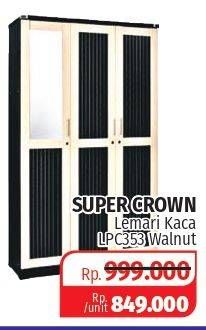 Promo Harga SUPER CROWN Lemari Kaca  LPC353 Walnut  - Lotte Grosir