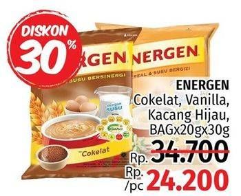 Promo Harga ENERGEN Cereal Instant Chocolate, Vanilla, Kacang Hijau per 20 sachet 30 gr - LotteMart